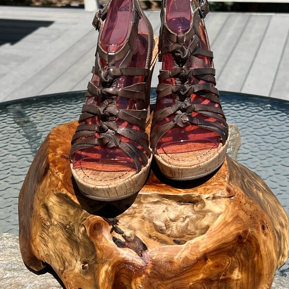 Audrey Brooke Leather Gladiator Wedge Sandals DK Brown SZ 7 NWOT - Picture 7 of 12